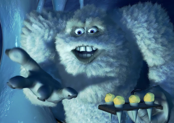 The Abominable Snowman holding ice-cream
