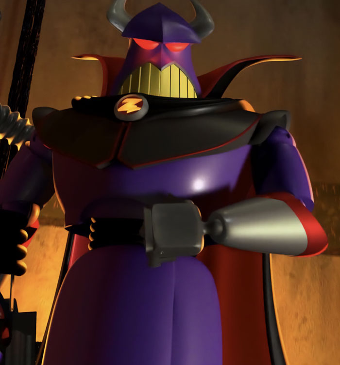 Evil Emperor wearing black and red cape 
