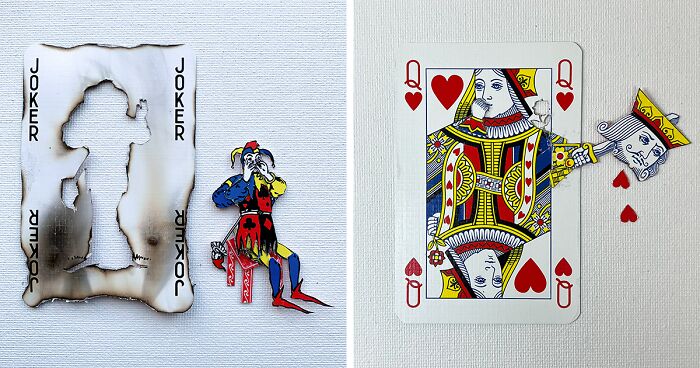 I Make Playing Card Collages To Display Scenes Of Love, Loss, And Other Emotions (15 Pics)