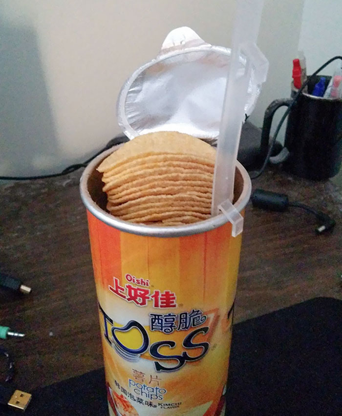 My Asian "Pringles" Has A Tab To Lift The Chips Up So You Don't Have To Put Your Hand Inside The Tube