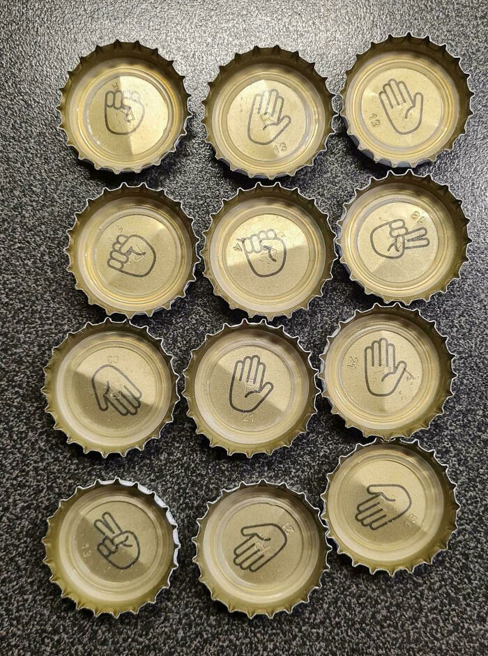 Beer Caps That You Can Play Rock Paper Scissors With