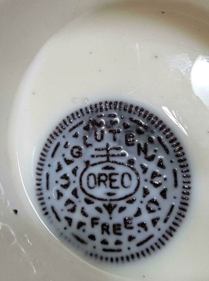 Gluten Free Has Been Imprinted Into The Oreo Cookie Part. Didn't See Until It Hit Milk