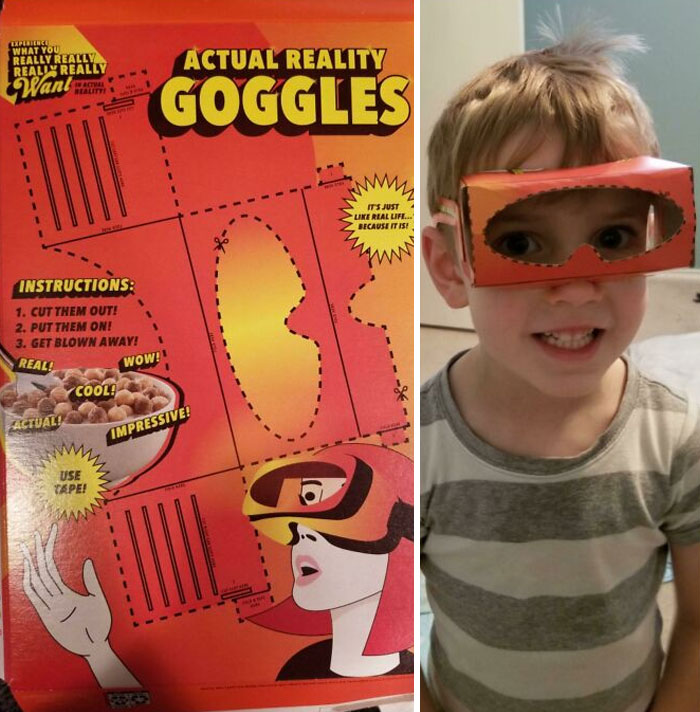 The Back Of This Cereal Box Had Cutout "Actual Reality Goggles"
