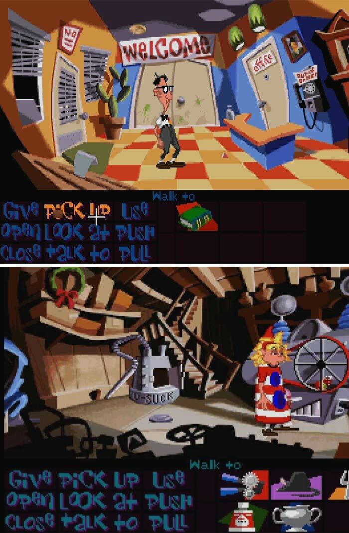 Day Of The Tentacle two different room gameplay 