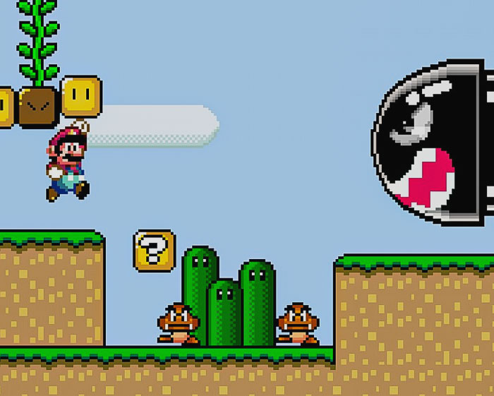 Super Mario World jumping Mario gameplay 