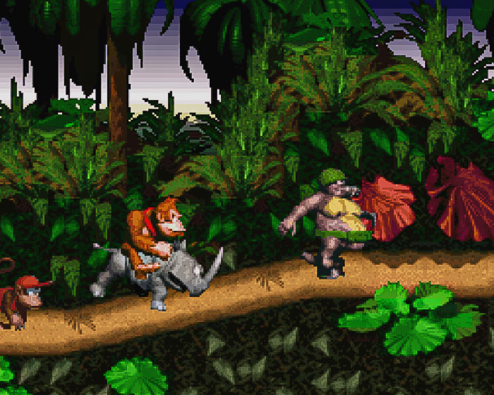 Donkey Kong Country running Donkey Kong gameplay 