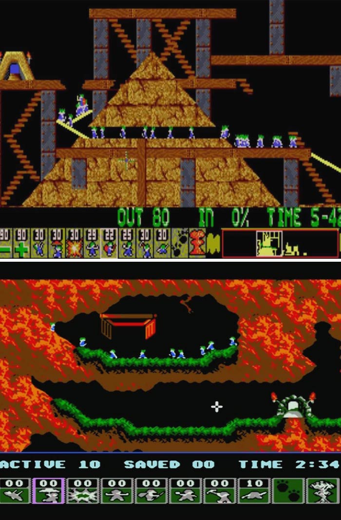 Lemmings two different level gameplay 