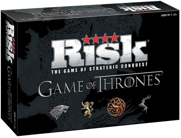 Risk Game of Thrones edition strategy board game box with house sigils for long cozy evenings play
