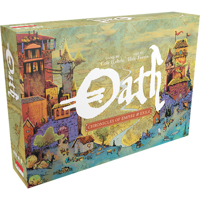 Oath board game box featuring strategy gameplay with medieval-themed artwork for long cozy evenings.