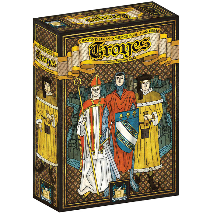 Troyes strategy board game box featuring medieval characters, perfect for long cozy evenings of strategic play.