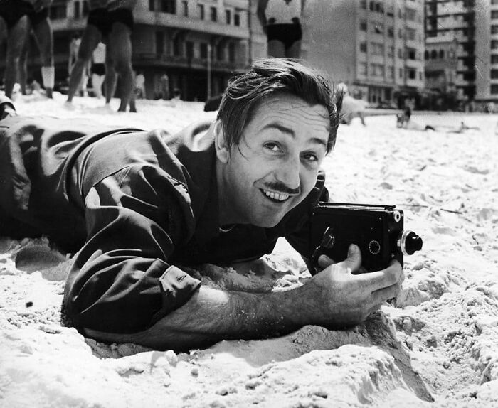 Walt Disney Filming On A Beach, Rio De Janeiro, Brazil 1941