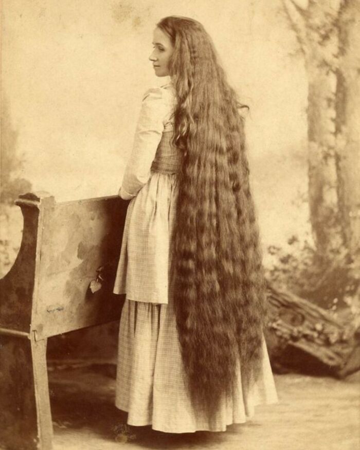 Portrait Of A Lady With Lovely Long Hair In 1890