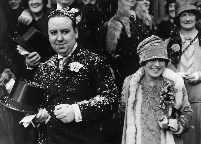 Alfred Hitchcock And Wife Alma On Their Wedding Day In 1926