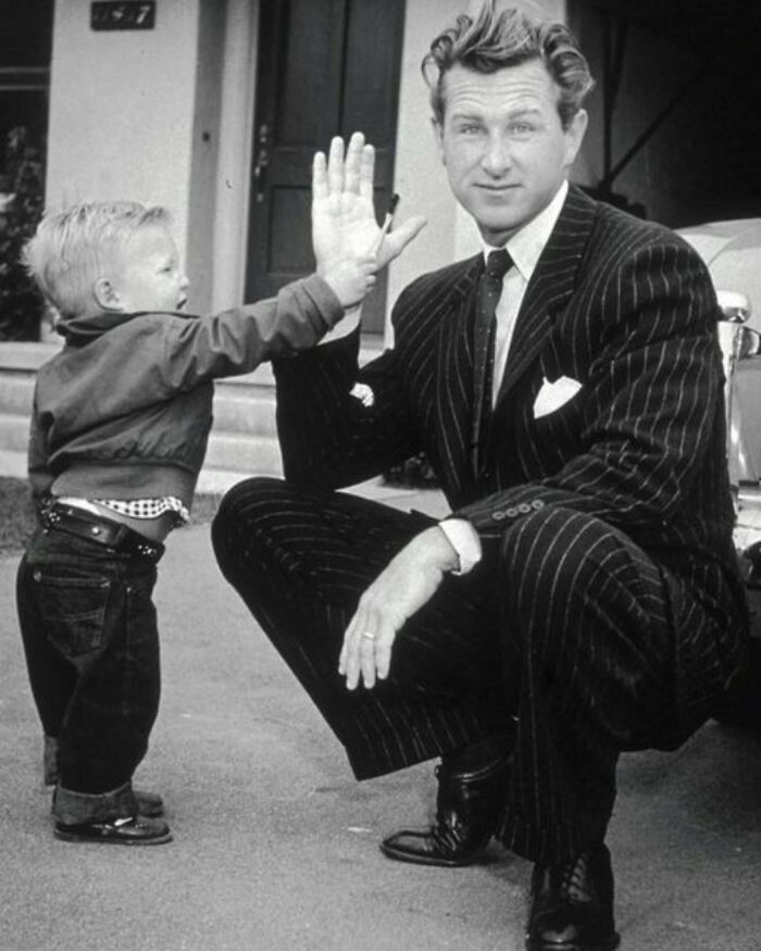 Actor Lloyd Bridges With His Son Jeff Bridges