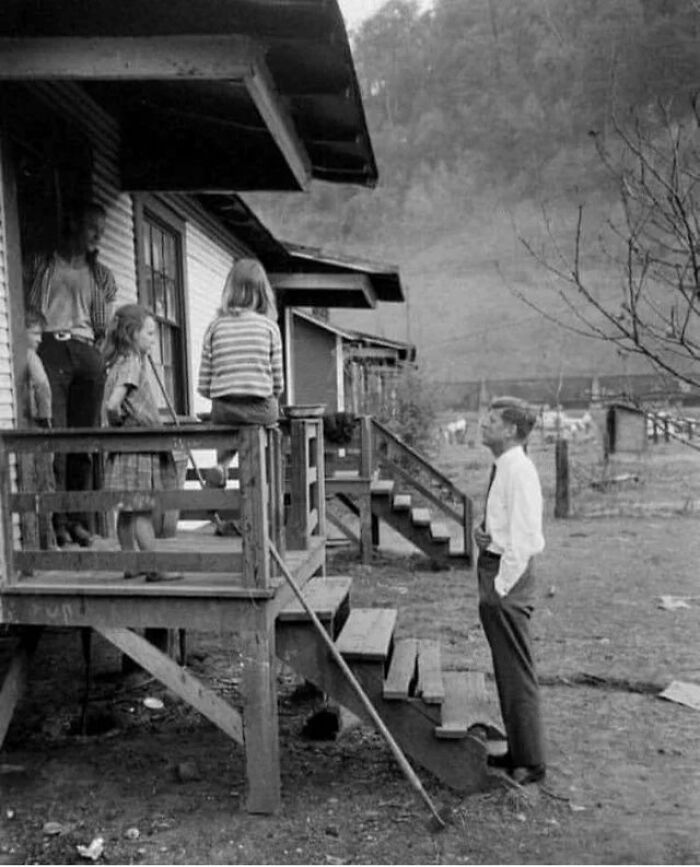 John F. Kennedy Campaigning Door-To-Door In West Virginia, 1960