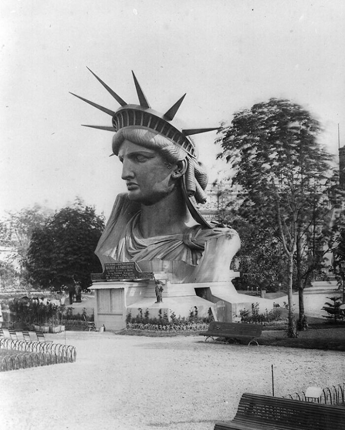 The Completed Head Of The Statue Of Liberty On Display At The Third Paris World Fair In Paris, France, 1878