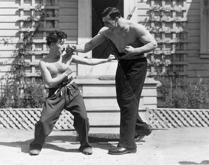 Charlie Chaplin And Italian Boxer Primo Carnera, 1930