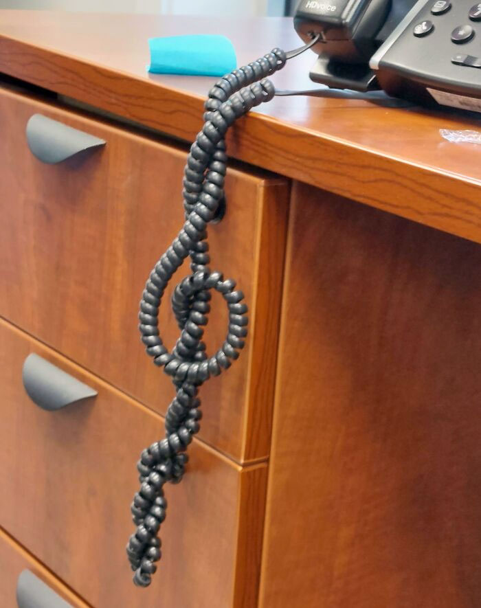 My Coworker's Phone Cord Made A Treble Clef