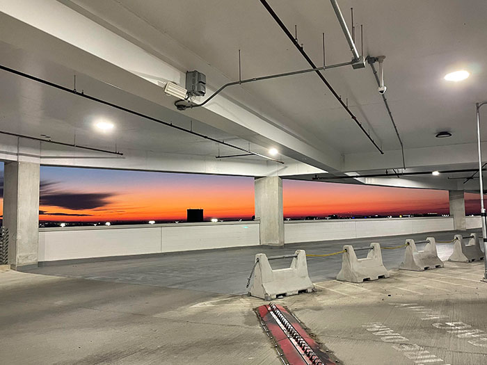 Saw The Sunrise In This Parking Garage And It Almost Looks Like A Mural. San Antonio, TX