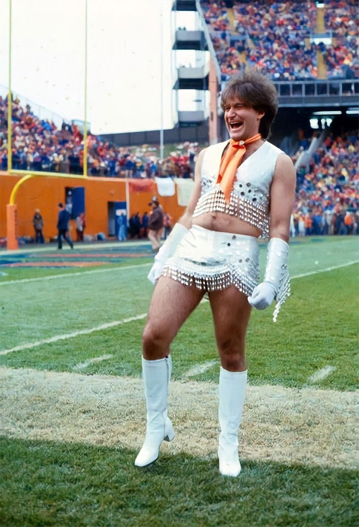Robin Williams As The First Male Cheerleader For The Denver Broncos, 1979