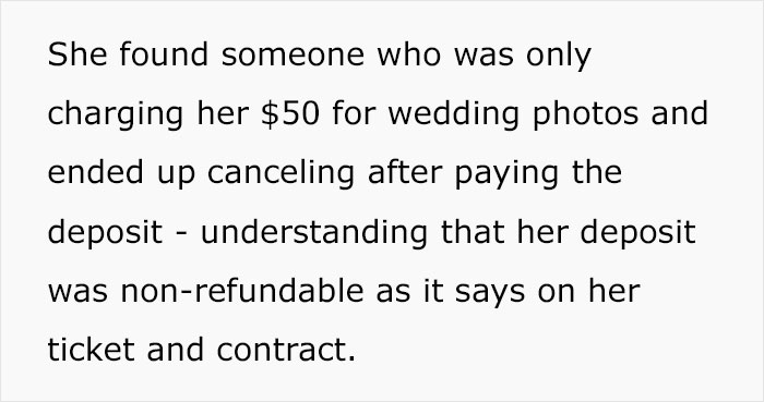Bride Cancels Photographer For $3200 Because She Found Someone For $50, Regrets Her Decision And Asks Them To Do A Photoshoot For Free