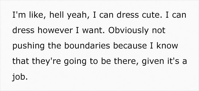 Plus-Size Woman Quits Job After Being Told To 'Cover Her Stomach' Despite All Of Her Petite Coworkers Wearing Similar Clothes Plus-Size Woman Quits Job After Being Told To 'Cover Her Stomach' Despite All Of Her Petite Coworkers Wearing Similar Clothes