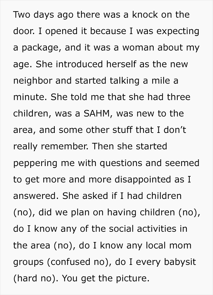"She Got Visibly Angry And Asked If My Husband Was As Big Of A Jerk As I Was": Woman Told New Neighbor She Doesn't Want To be Friends "She Got Visibly Angry And Asked If My Husband Was As Big Of A Jerk As I Was": Woman Told New Neighbor She Doesn't Want To be Friends