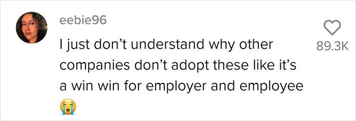 "It’s A Trick To Keep You At Work 24/7": Worker Tries To Flex With 'Cool Perks' Her Tech Company Provides, Doesn't Get Jealous Response She Expected "It’s A Trick To Keep You At Work 24/7": Worker Tries To Flex With 'Cool Perks' Her Tech Company Provides, Doesn't Get Jealous Response She Expected