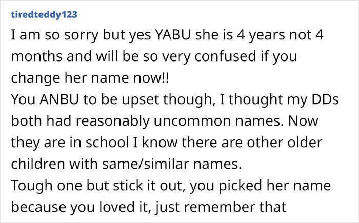 “I Love Her Name But HATE It’s So Common Now”: Mom Asks If She's Being Unreasonable For Wanting To Change Her 4-Year-Old’s Name “I Love Her Name But HATE It’s So Common Now”: Mom Asks If She's Being Unreasonable For Wanting To Change Her 4-Year-Old’s Name