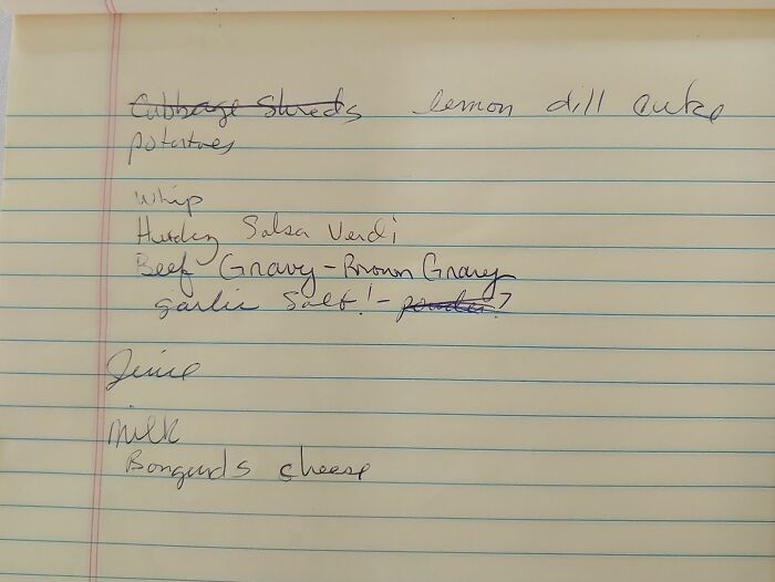 My Husband Thinks It Looks Like I Have A Neurologist Issue. Just Depends On If I'm In A Hurry. Current Grocery List Demos The Variety