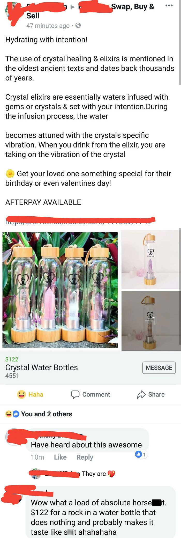 A $122 Water Bottle Because It Has A Crystal Inside It