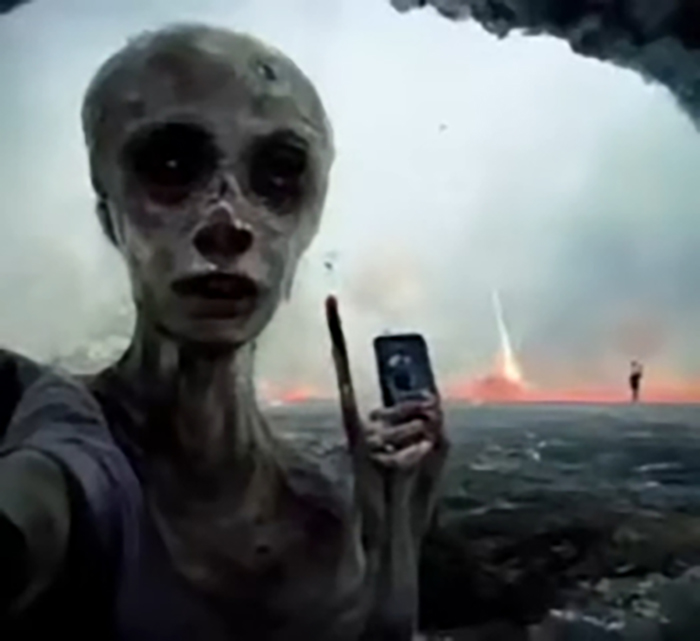 Imagen generada por Dall-E titulada "La última selfie en la Tierra"