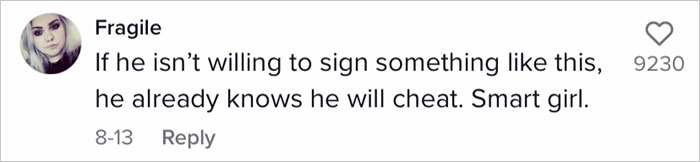 Man Signs A Contract With Fiancée Stating That He Will Be Legally Obliged To Pay Her Bills If He Ever Cheats On Her