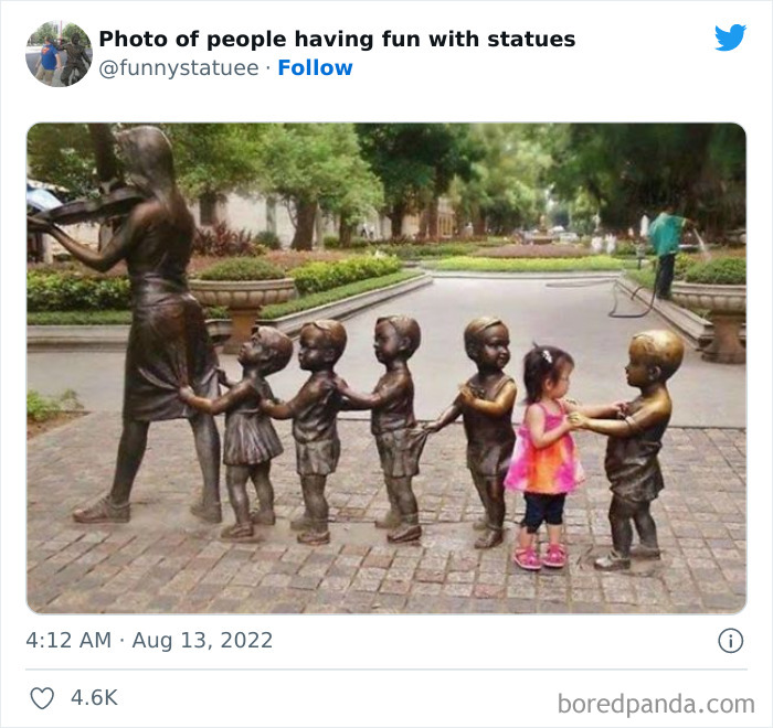 "And This Is Why We Were Asked To Leave": 40 Times People Took Their Photos With Statues To Another Level