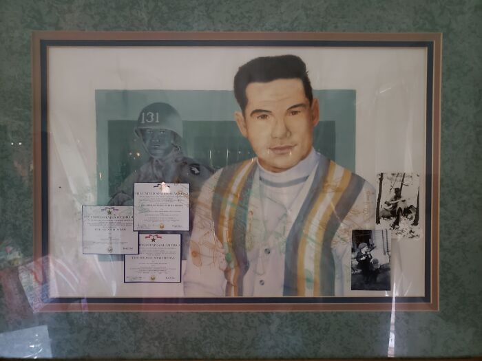 A Collage Portrait Of My Father. (Sorry For Glare)