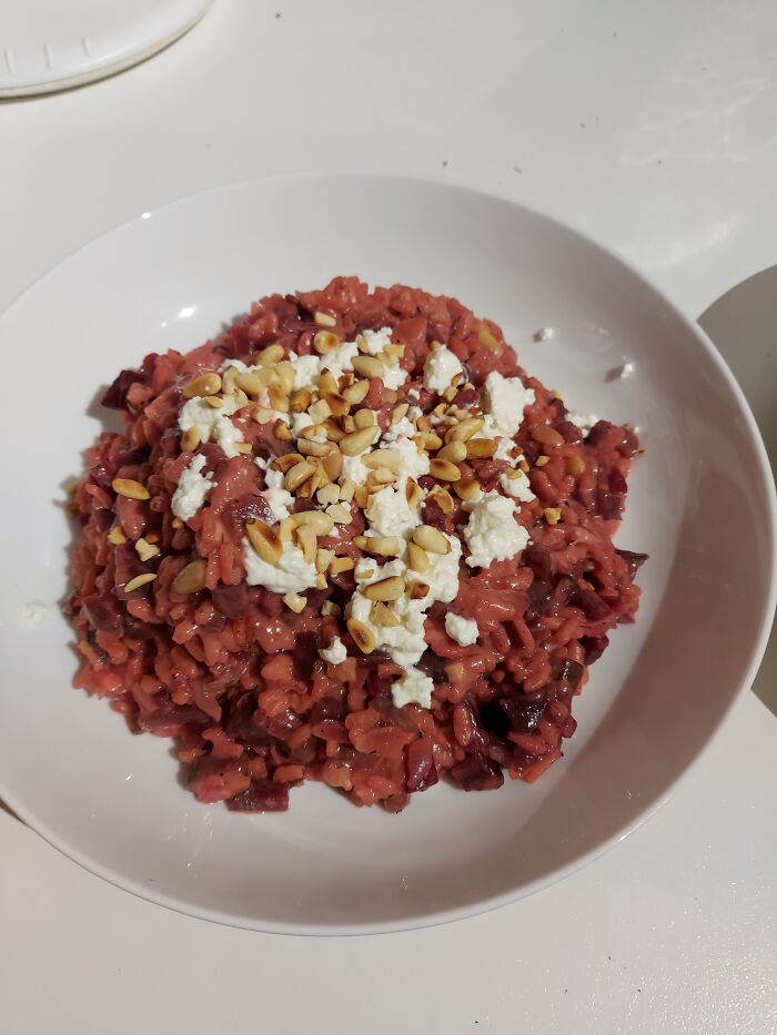 And Another. Beetroot And Feta Risotto With Toasted Pine Nuts. Yum!