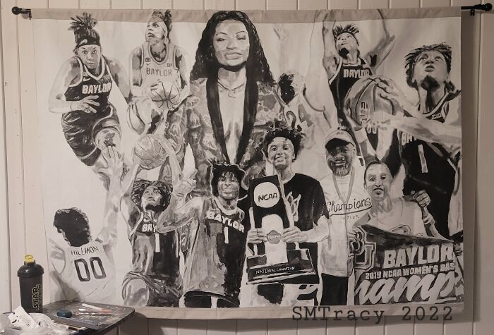 Mural For A Wnba Draft Night Party - She Got Picked 2nd! Acrylic On Canvas-- 7'x11' 50hrs