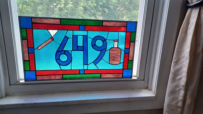 Stained Glass House Number For A Friend. They Like Cigars And Bourbon