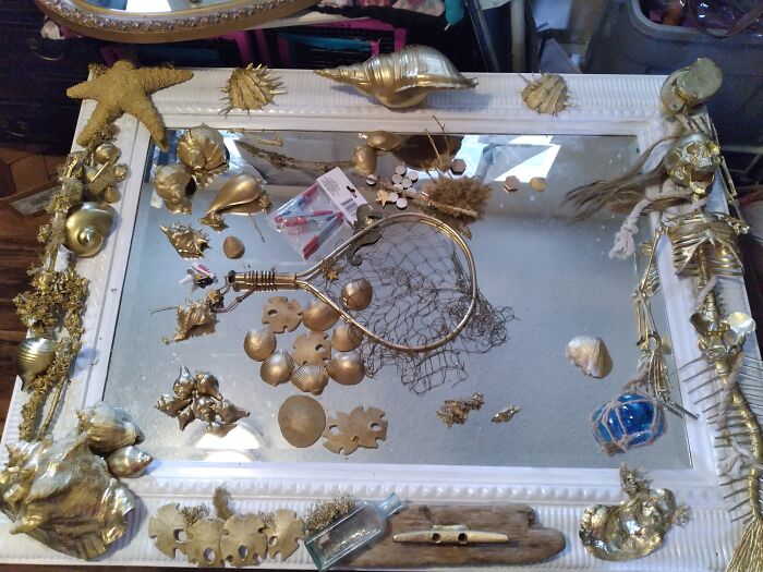 Mermaid Skeleton Seashell Mirror
