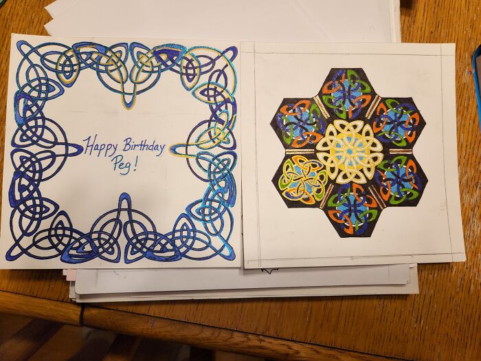 I Begin With Stencils, Then Connect Them. It Is Very Soothing To Figure Out What Line Goes Over And Under.