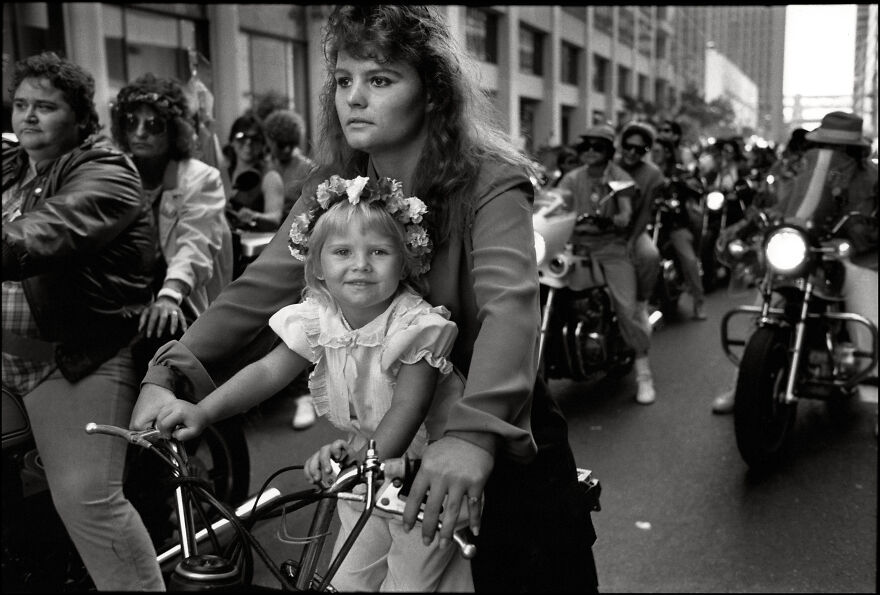 "Jennifer And Her Mother, Dykes On Bikes Before The Start Of The Parade", San Francisco, Ca 1985 © Saul Bromberger And Sandra Hoover