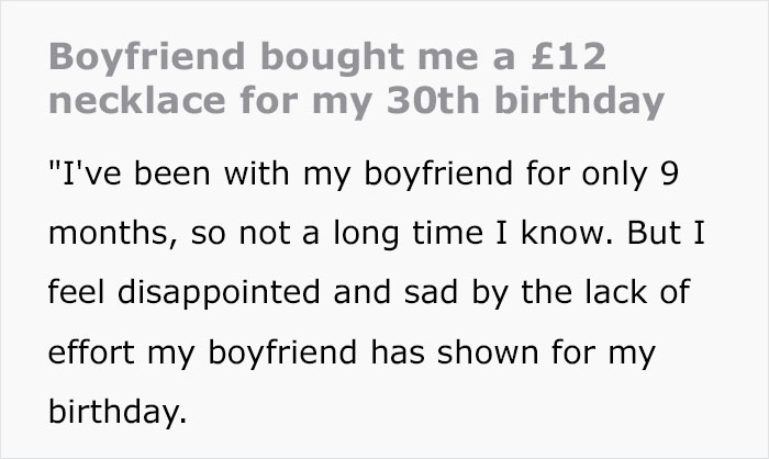 "Boyfriend Bought Me A $14 Necklace For My 30th Birthday"