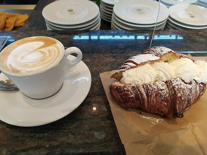 Italy. Cappuccino E Cornetto Alla Panna