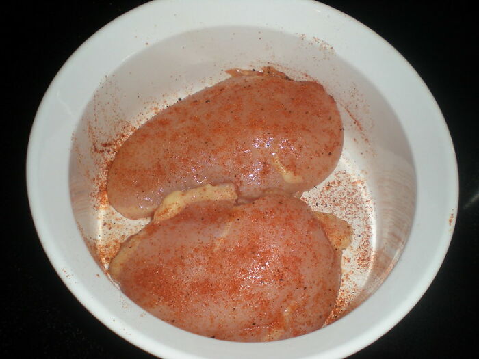 Microwaved Frozen Chicken Breasts Until Thawed, Then Cooked Naked On A Sheet Pan