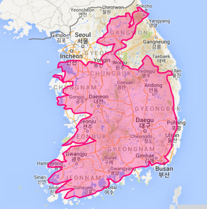The Republic Of Ireland Fits So Perfectly Onto South Korea