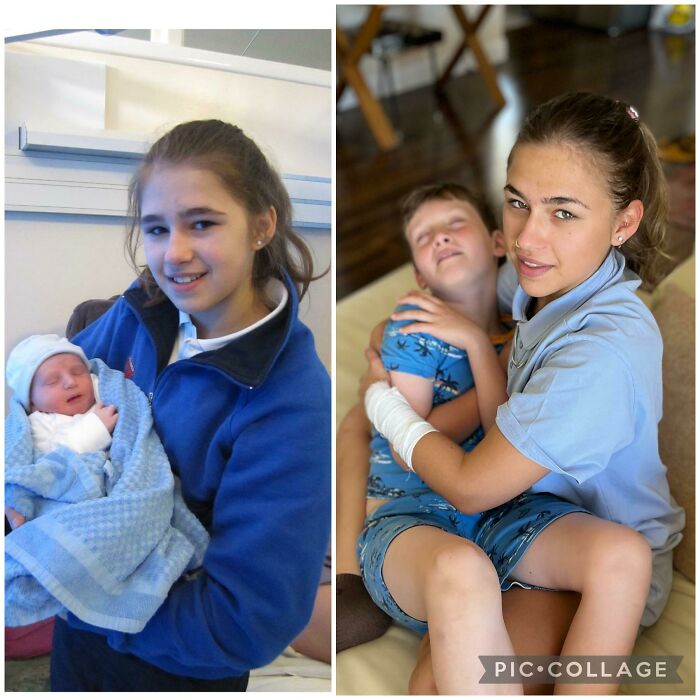 When The My Little Brother Was Just Born vs. Now. 13 Years Between Us.