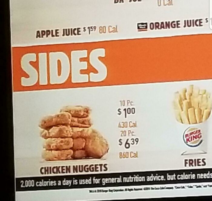 Los nuggets de pollo en mi Burger King local