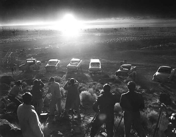 In The 1950s It Wasn’t Uncommon For Los Angeles To Have Two Sunrises — Photographers And Reporters Observe Atomic Explosion In The Distance In Awe