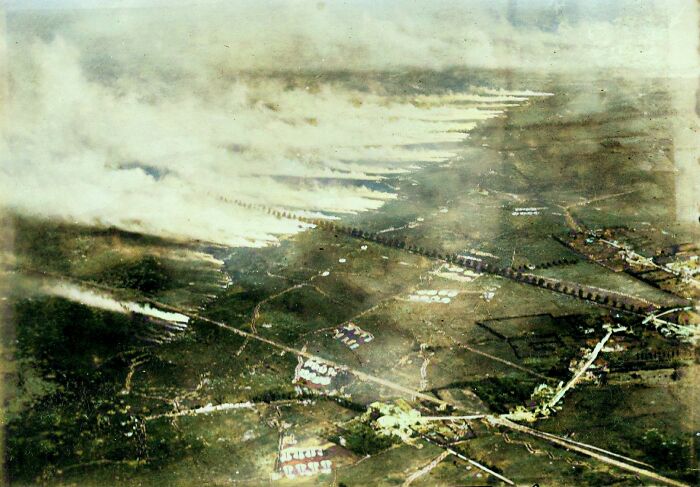Aerial Photo Of A French Gas Attack On The Somme, Ca. 1917
