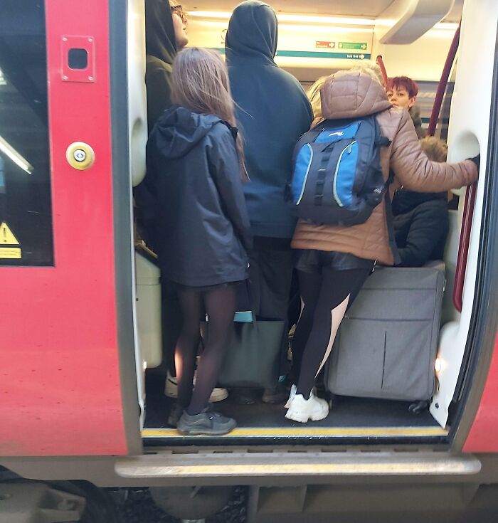 You Arrive 10 Mins Early For Your Train, The Train Gets Cancelled, The Next Train Is 25 Mins Away, And It Arrives 15 Mins Late, And When The Doors Open You See This